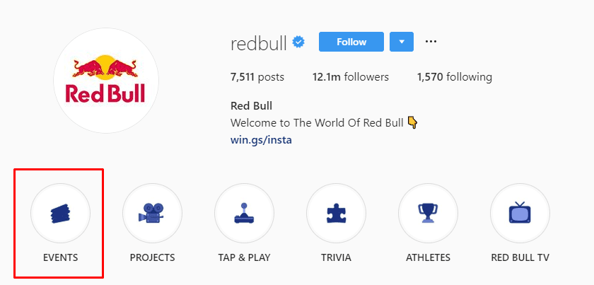 Red Bull Instagram Story höjdpunkter