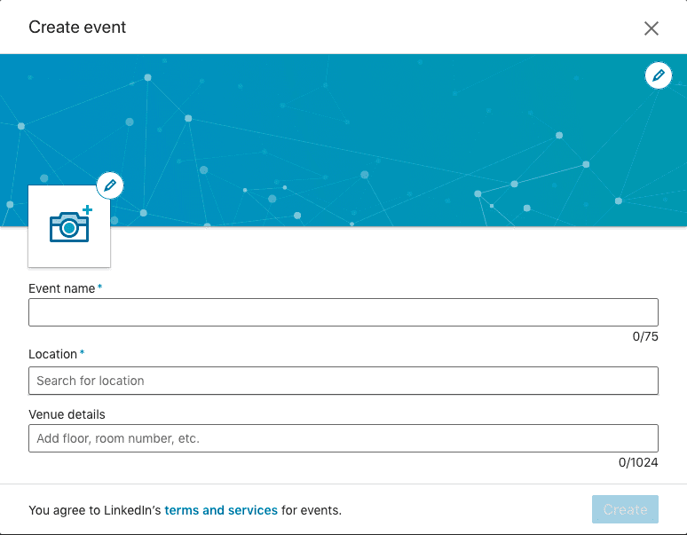 LinkedIn Events: Den första halvan av eventsidan.